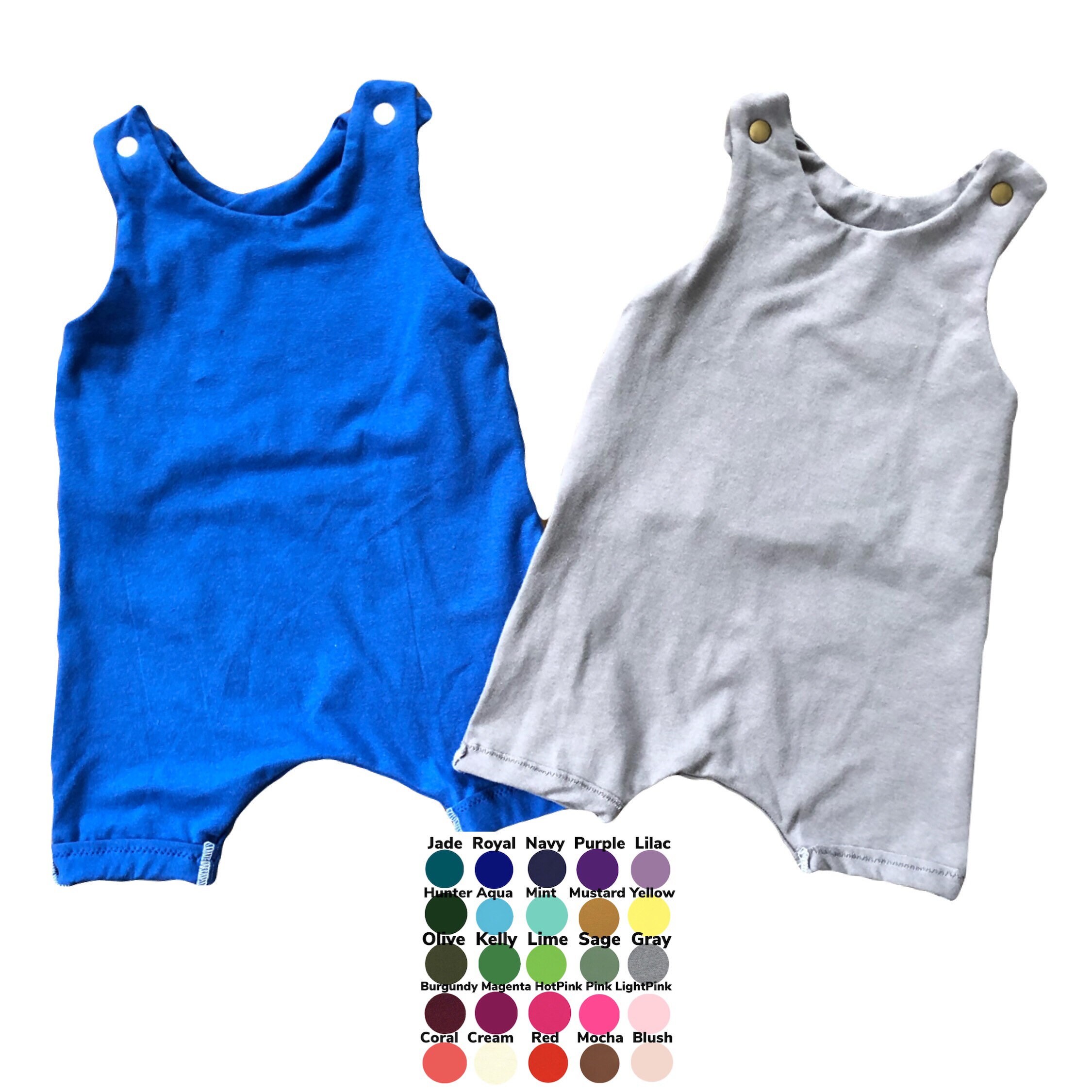 U PICK COLOR Unisex Snap Harem shorts Romper, Toddler Romper, Tank Ro…