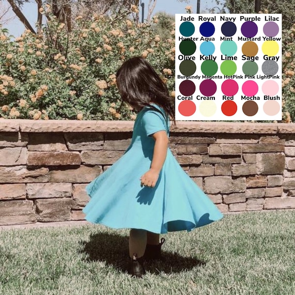 U- PICK COLOR Toddler Twirl Dress Twirl dress Baby Twirl Dress  Gray  Black / Navy / Yellow / Pink / Burgundy / Mint