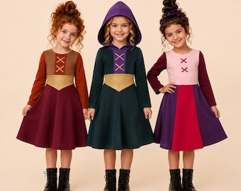 Inspired Witch Sisters Twirl Dress | Halloween Witch Costume | Three Sisters Dress | Vintage Halloween Costume Girls Twirl Dress OUTFIT ONLY