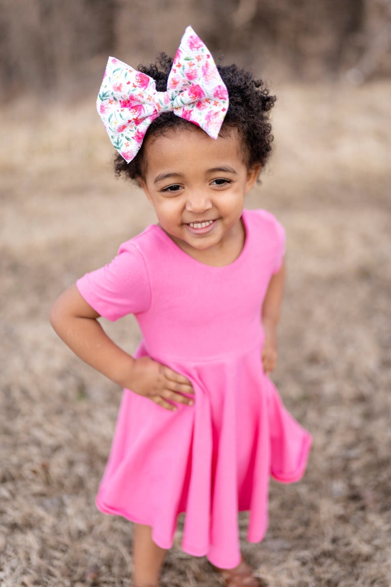 or HI LO Peplum girls toddlers and baby Twirl dress pink U-PICK style and sleeve length Peplum