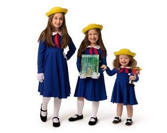 Madeline Blue or Yellow dress with collar and tie (not included hat gloves or book)