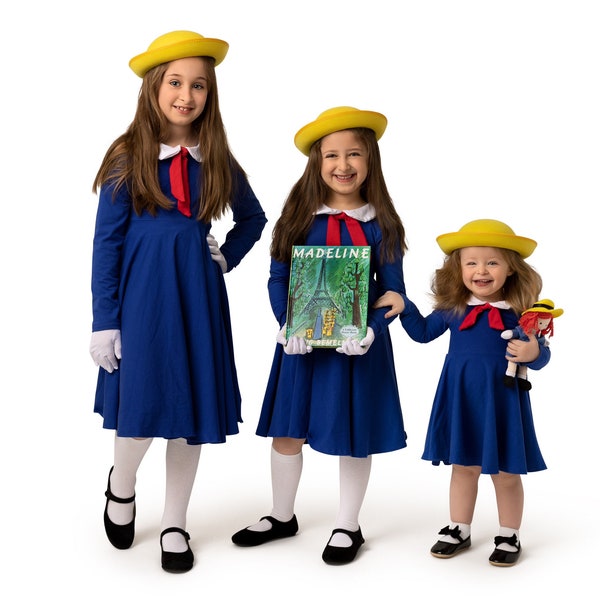 Madeline Blue or Yellow dress with collar and tie (not included hat gloves or book)