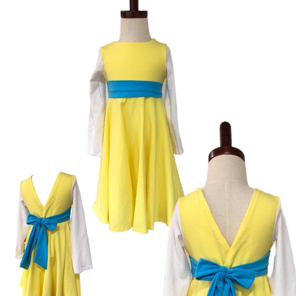 Anastasia Yellow Twirl Dress with bow detail