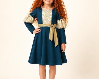 Viking Princess Twirl Dress | Celtic Princess Dress | Woodland Fairy Tale Dress | Medieval Girls Costume Renaissance Dress Green Twirl Dress