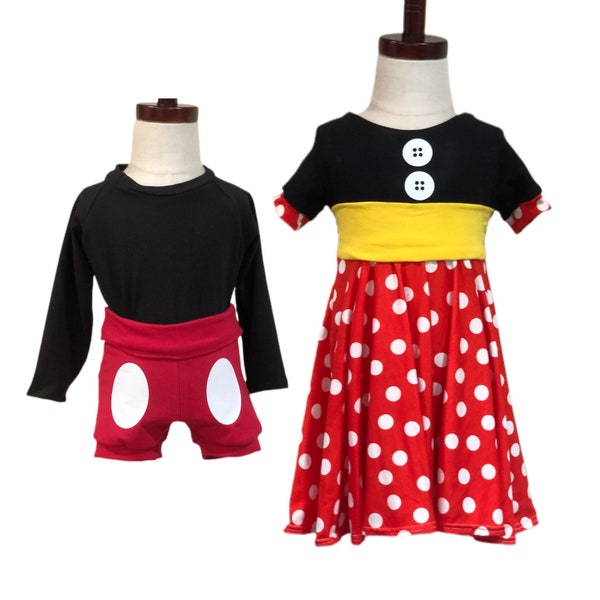 Minnie Mouse themed Dress costume or Mickey costume set