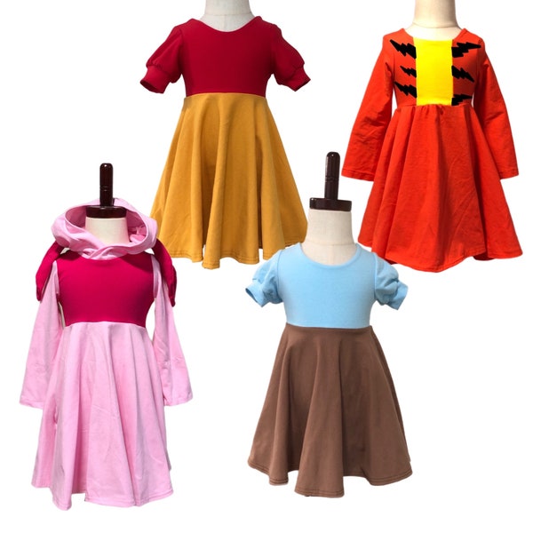 Pooh, Roo, Kanga, tigger, Piglet, Inspired Costume Twirl Dress Option to add name