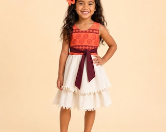 Inspired Hawaiian Princess Twirl Dress | Tropical Island Costume | Girls Birthday Dress | Halloween Costume | Adventure Dress OUTFIT ONLY