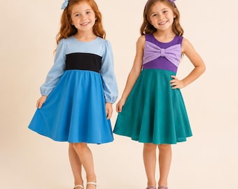 Mermaid Princess Twirl Dress | Sea Princess Costume | Ocean Princess Dress | Girls Halloween Costume | Birthday Party Dress | Mermaid Outfit