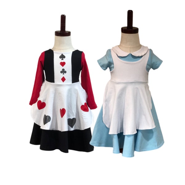 Alice in Wonderland Twirl Dress, Cheshire Cat, Or Queen of Hearts