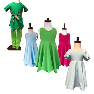 Inspired Wendy Dress, Inspired Peter Costume, Tinker bell Or Peri winkle dress and costume Pan inspired costume
