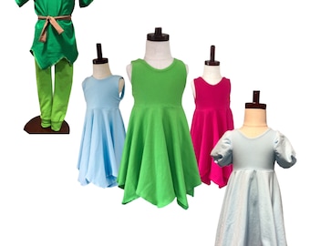 Inspired Wendy Dress, Inspired Peter Costume, Tinker bell Or Peri winkle dress and costume Pan inspired costume