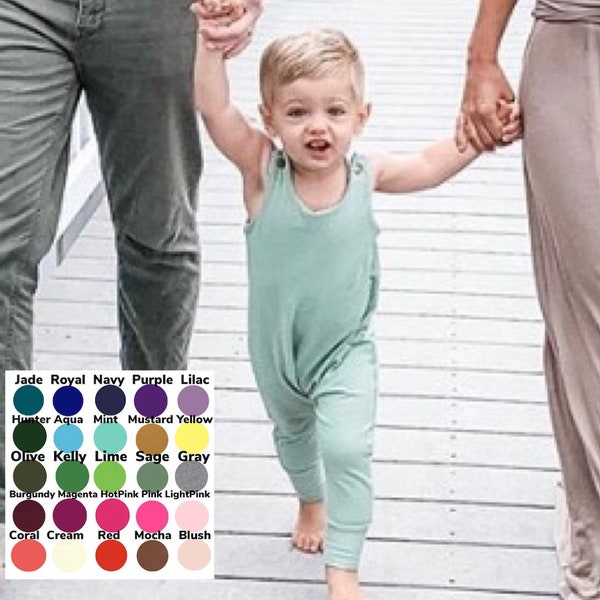 U PICK COLOR Unisex Snap Harem Romper, Toddler Romper, Tank Romper, baby Romper,  Hipster Romper, Baby Boy Romper, baby Girl Romper