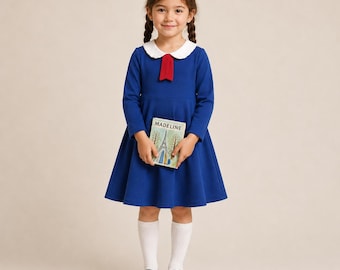 Madeline Inspired Blue or Yellow Dress Toddler Costume Storybook Dress Halloween Costume | Birthday Outfit (not included hat gloves or book)