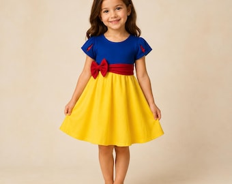 Storybook Princess Twirl Dress | Yellow & Blue Fairytale Dress | Girls Costume | Birthday Dress | Halloween Princess Outfit OUTFIT ONLY