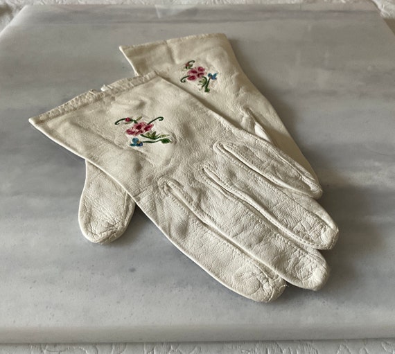 French Embroidered Rose Gloves - image 1