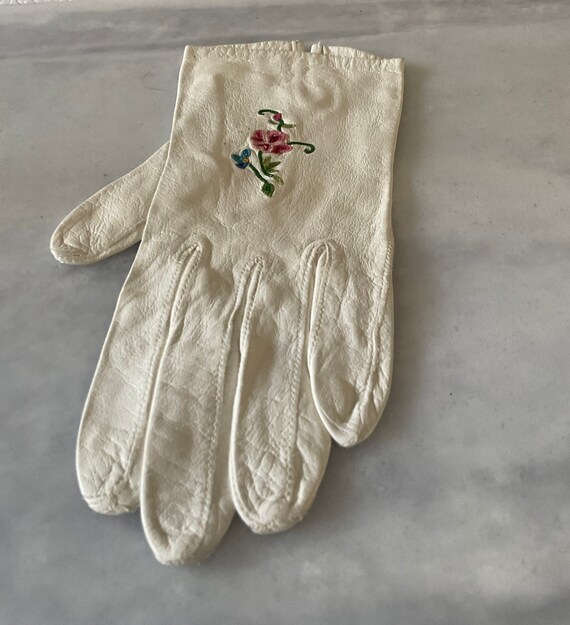 French Embroidered Rose Gloves - image 3