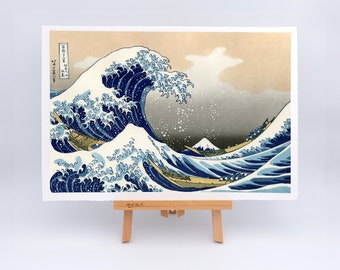 Hokusai's The Great Wave at Kanagawa  - Impression fine art à bord frangé