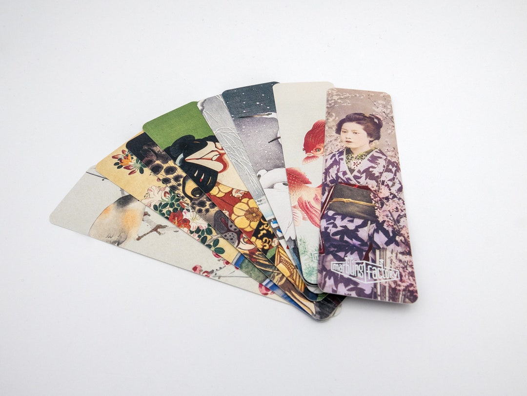 Japanese Art Bookmarks - Koson, Hirokage, Kazumasa Prints on Embossed ...