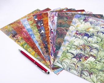 10 sheets of marbled paper - kit 2