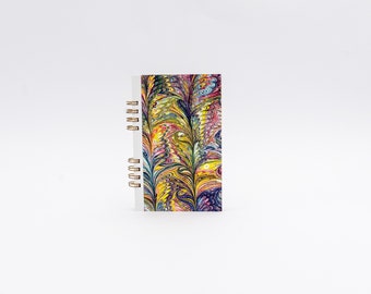 Petit carnet à Spirale Artisanal 25 - Papier Marbré , Notebook Écologique, Idéal pour écriture et Dessin, Cadeau Parfait - MarblingFactory