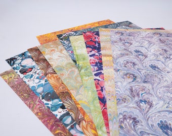 10 sheets of marbled paper - kit 5