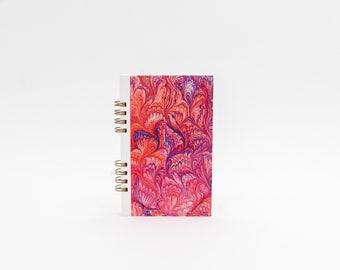 Small Artisanal Spiral Notebook 3 - Marbled Paper, Ecological Notebook, Ideal for Writing and Drawing, Perfect Gift - MarblingFactory