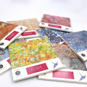 Carta Origami 15x15 cm - 9 fantasie - 40 fogli illustrati con riproduzioni di carta marmorizzata - kit 2