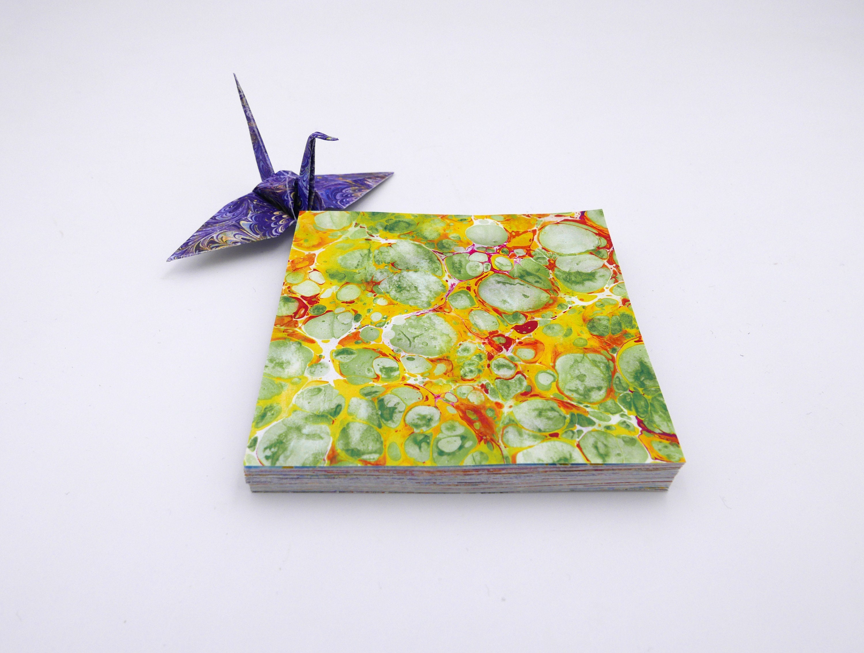 Origami Papier 10x10 cm - 80 Blatt 40 illustrierte Muster mit Reproduktionen von Marmorpapier - Spezial Kit 2