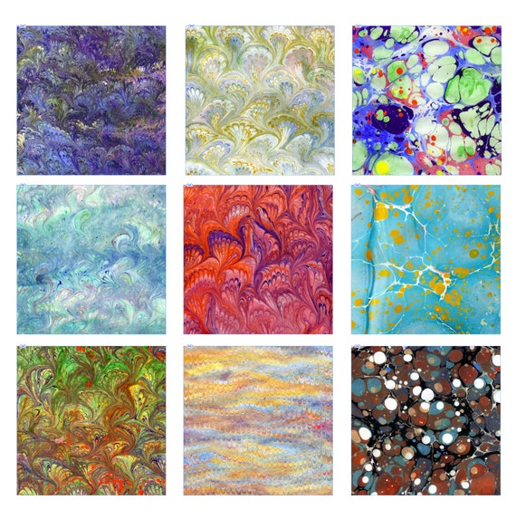 Marbled Origami Paper 15x15cm 40 Sheets 40 Patterns Special Kit 