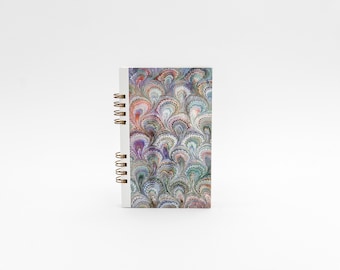Small Artisanal Spiral Notebook 9 - Marbled Paper, Ecological Notebook, Ideal for Writing and Drawing, Perfect Gift - MarblingFactory