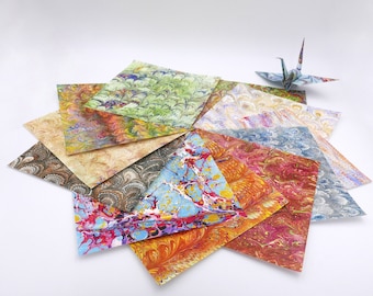 Origami paper with marbled patterns - 20x20cm - 40 sheets