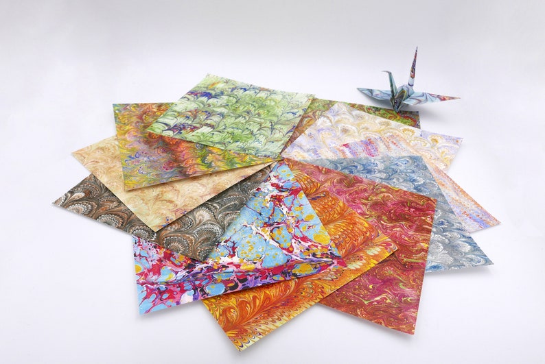 Origami paper with marbled patterns 20x20cm 40 sheets image 1