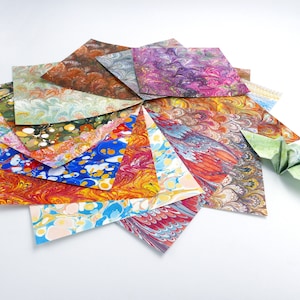 Carta origami 15x15 cm - 40 fogli 40 schemi illustrati con riproduzioni di carta marmorizzata - kit speciale 2