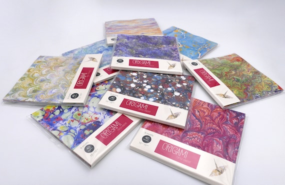 Origami Paper With Marbled Patterns 15x15cm 40 Sheets 9 Patterns Kit 1 