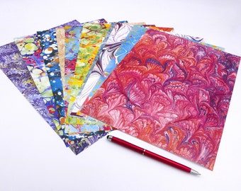 10 sheets of marbled paper - kit 1