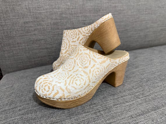 Calou Stockholm Clogs Lisa Calou Size 36 Leather Clogs White Clogs Wooden Clogs