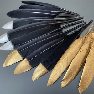 16 pcs Mixed Black Feathers Gold feathers Silver feathers Goose feathers Jewelry making Carnival Plumas Feathers for crafts Earring feathers