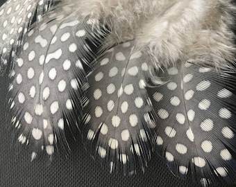 55 pcs Lavender guinea feathers Gray feathers Spotted feathers Natural feathers Jewelry feathers Boutonierre feathers Real bird feathers