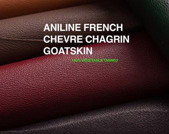Vegetable Tanned Leather French chèvre chagrin goatskin full grain aniline  5-6 sq ft / 0,45-0,55m2 / fianoleather