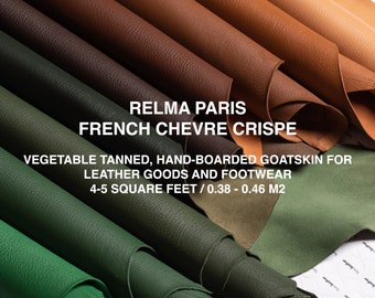 Vegetable Tanned Leather French chèvre chagrin CRISPE goatskin full grain aniline 5-6 sq ft / 0,45-0,55m2 / fianoleather