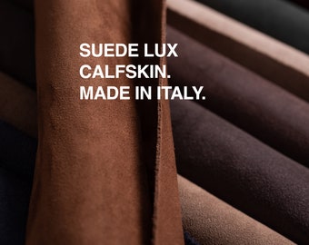 SUEDE LUX leather pieces / sheets / panels / Full Grain Italian Suede Calfskin / Genuine Leather /  ~ 12 sq ft - 1.1m2 / 1.2mm fianoleather