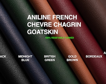 Vegetable Tanned Leather French chèvre chagrin goatskin full grain aniline  5-6 sq ft / 0,45-0,55m2 / fianoleather