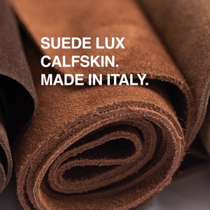Pezzi / fogli / pannelli in pelle SUEDE LUX / Pelle di vitello scamosciata italiana pieno fiore / Vera pelle / ~ 12 piedi quadrati - 1,1 m2 / 1,2 mm fianoleather