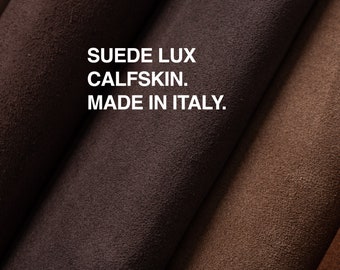 SUEDE LUX leather pieces / sheets / panels / Full Grain Italian Suede Calfskin / Genuine Leather /  ~ 12 sq ft - 1.1m2 / 1.2mm fianoleather