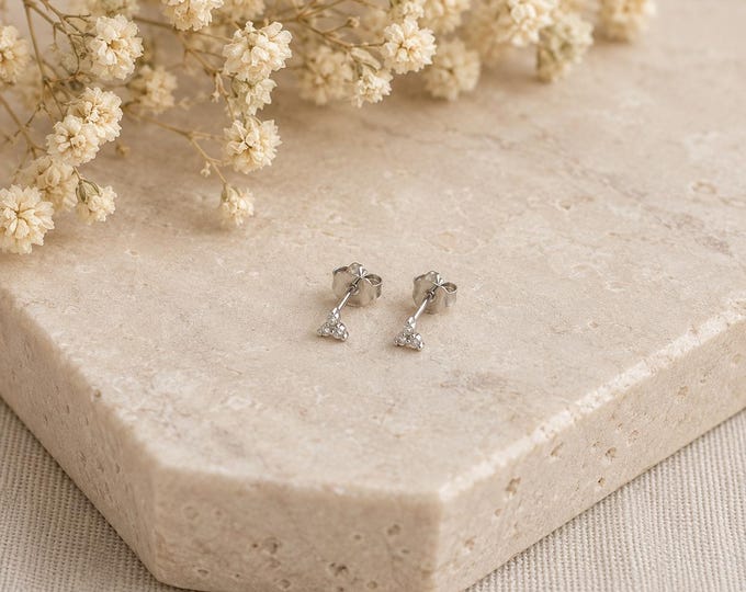 Amara 3mm Diamond Cluster Stud Earrings | Sterling Silver Real Diamond Studs