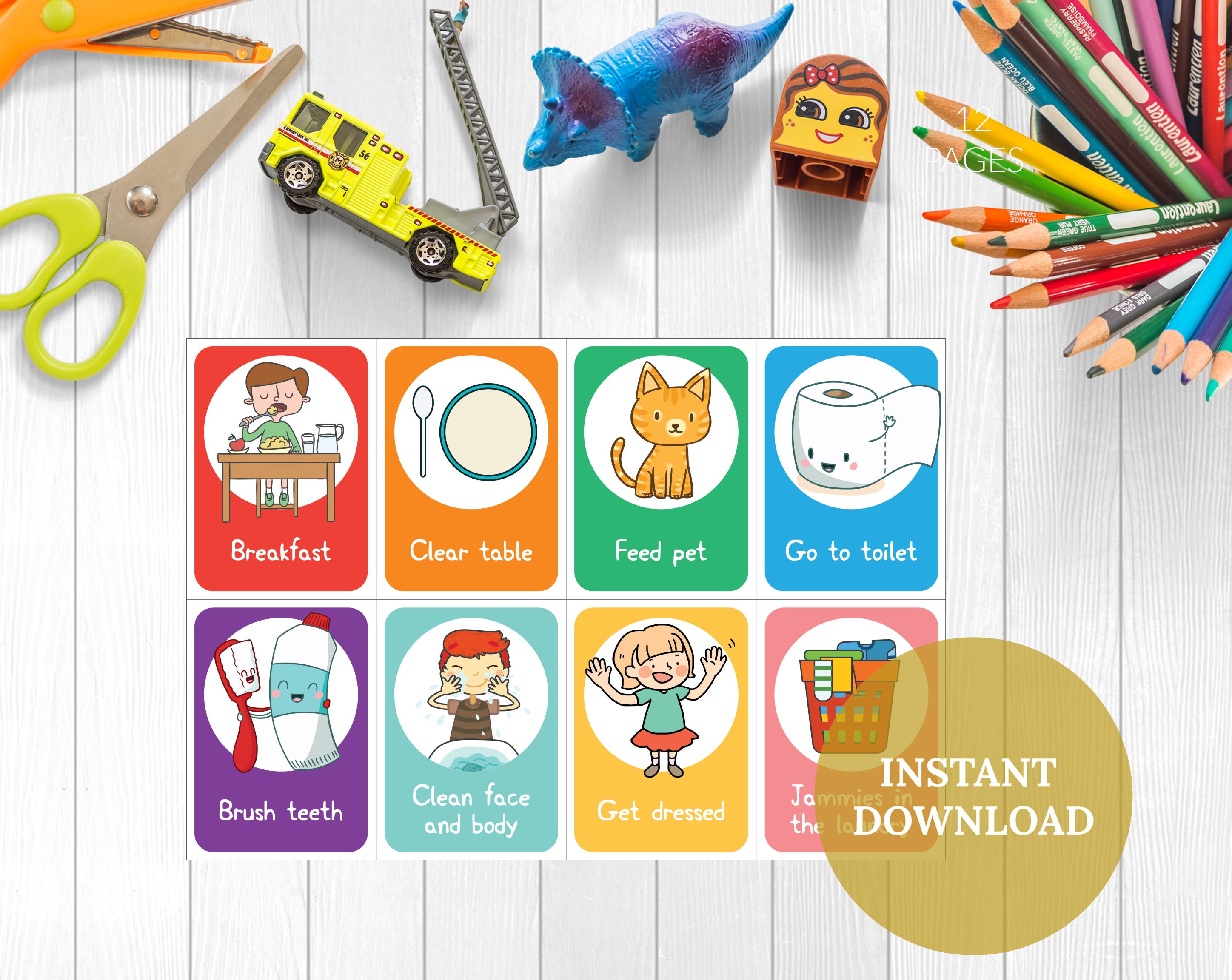 Kids' Chore Cards Printable Chore Cards for Children - Etsy