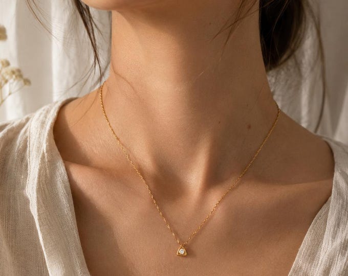 Livia Lab-Grown Diamond Necklace | Gold Plated Sterling Silver Pendant