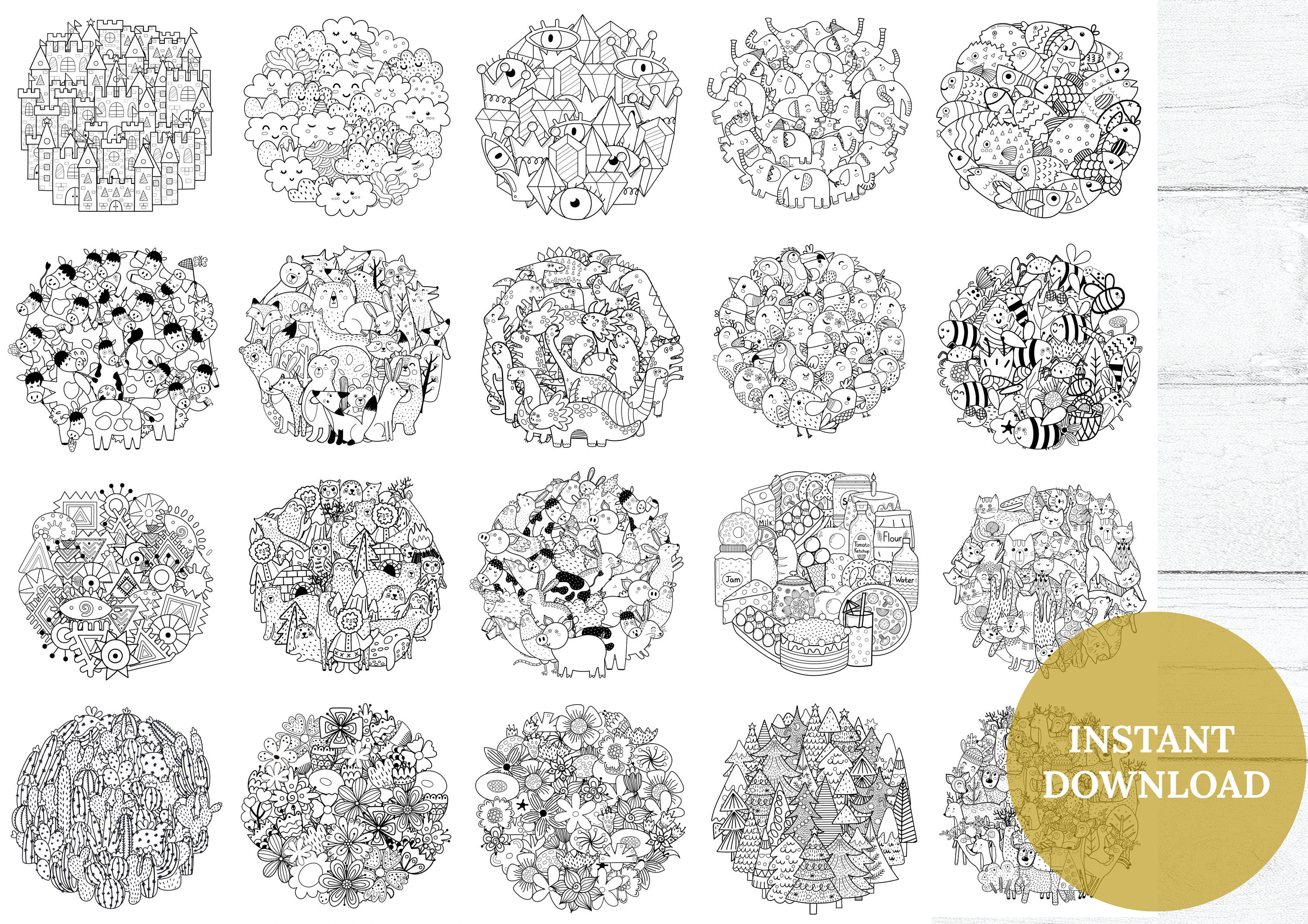 Coloring Book Bundle Pdf 78 Pages Printable Colouring Pages | Etsy