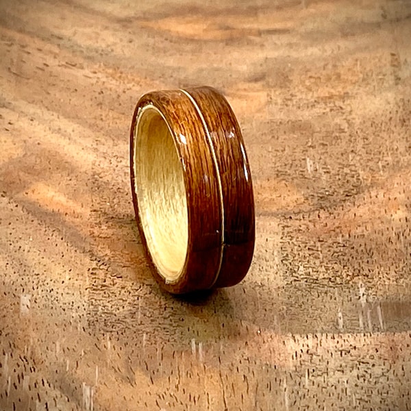 Rosewood and Maple Bentwood Ring with Guitar String Inlay