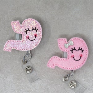 Pink Stomach Badge Holder, Pink Stomach Badge Reel, Gastroenterology Badge Holder, Pediatric Badge Holder